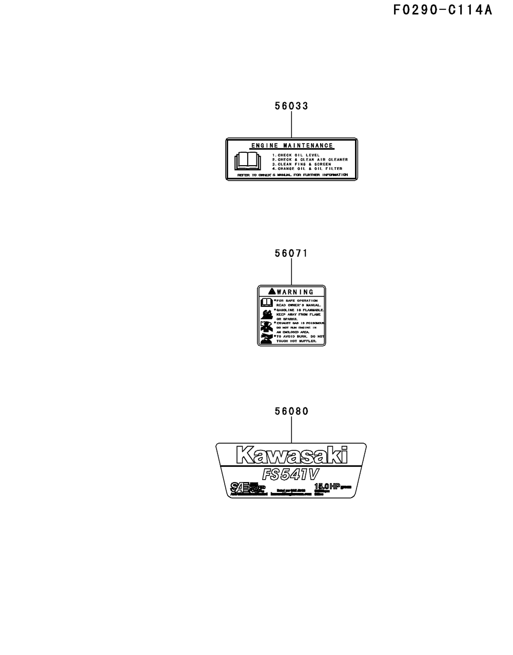 Fs541v-Ds37 Label Diagram and Parts List for FS541V-DS37  Cub Cadet Engine
